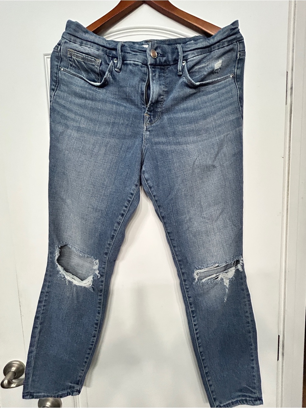 Good American Women's Skinny Distressed Blue Jeans - Modern Slim Fit Size 8/29